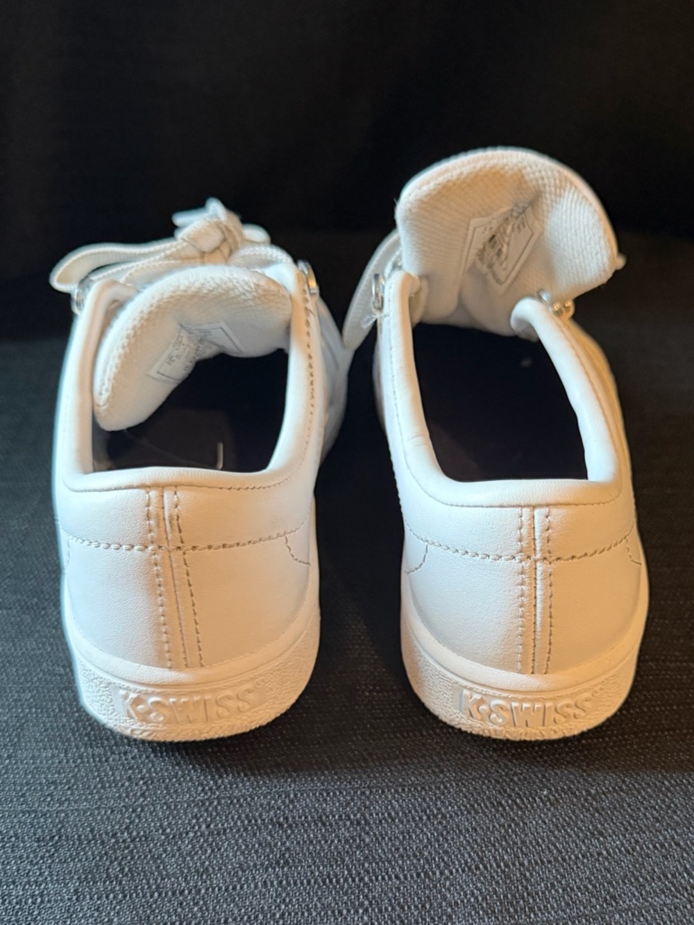 K-Swiss White Kids Leather Lace-Up Sneakers - Picture 5 of 11